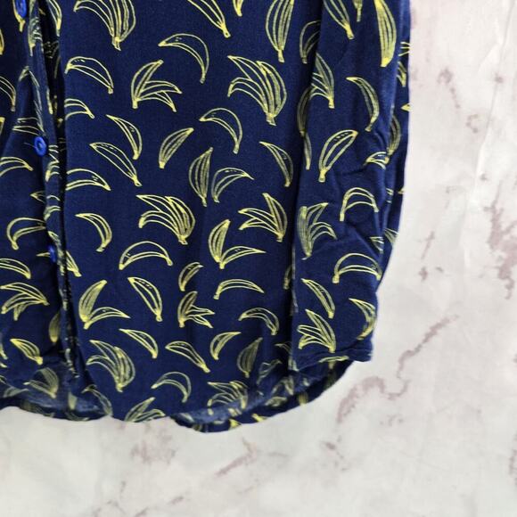 Anthropologie Top Womens XS 00P Banana Navy Blue Tank Boxy Button Oversized - Picture 4 of 10